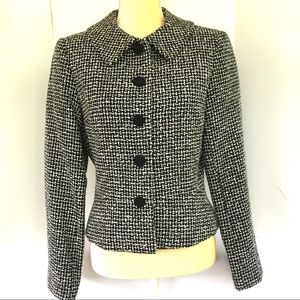 Donna Morgan Black White Checkered Flutter Blazer